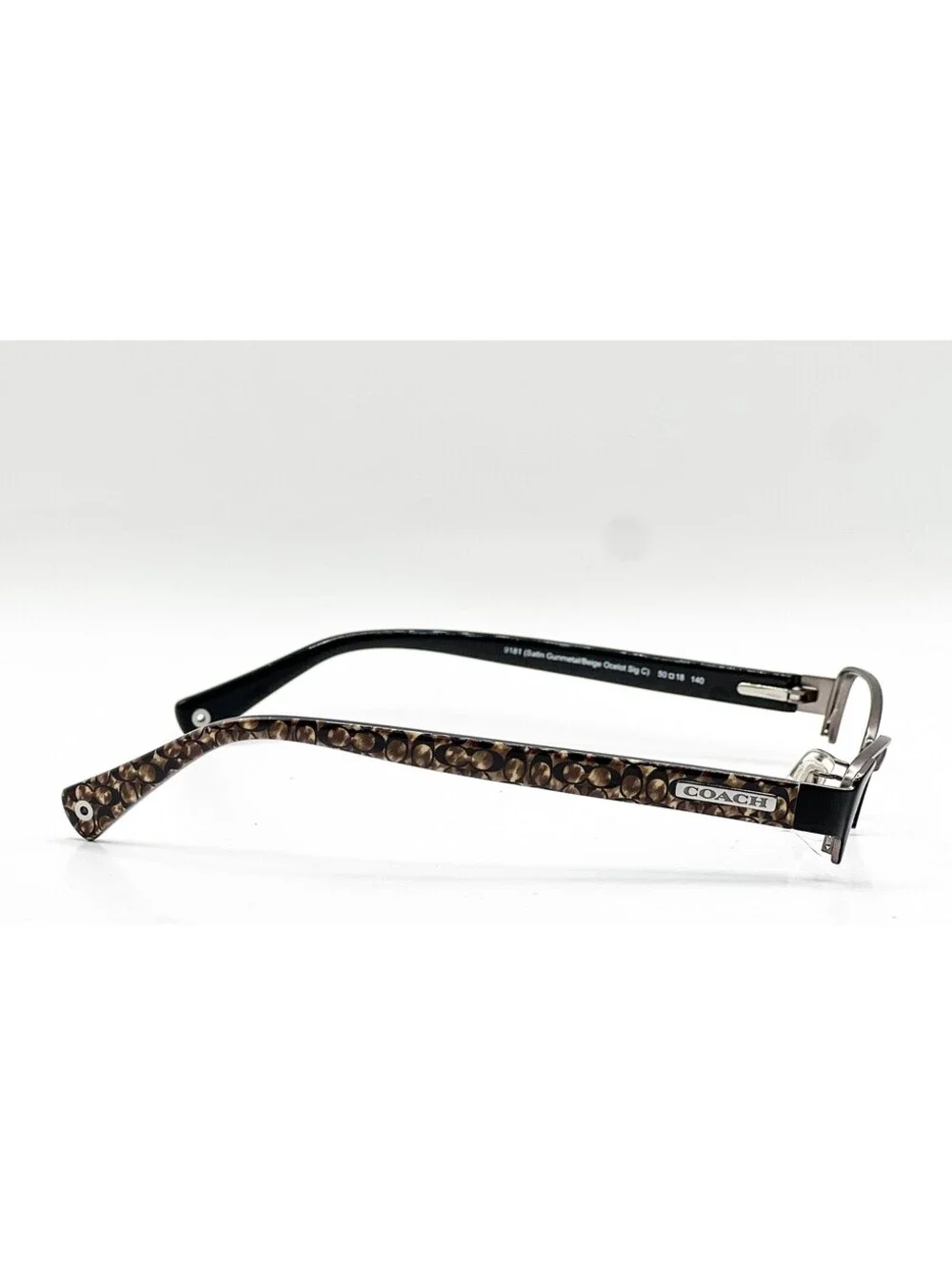 Coach HC 5053 9181 Satin Gunmetal Beige Ocelot Eyeglass Frames 50-18-140